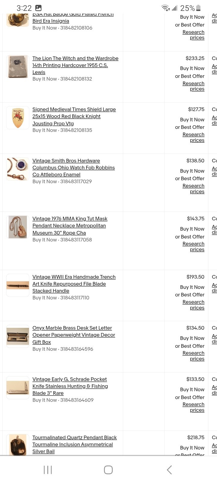eBay Store Inventory 2296 Vintage Knives Video Games Coins Token Books $100k+