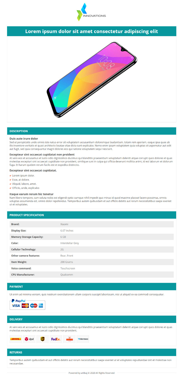 eBay Template/Auction Template Responsive 2020 [tagbot, baselinker]
