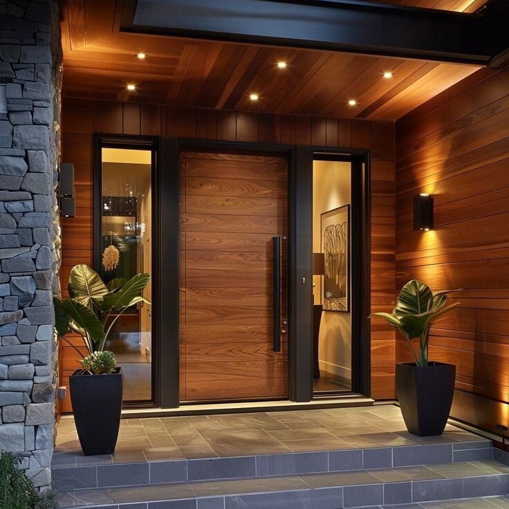 Residential front door ideas, 2 panel plank cherry, mohogany and more designs