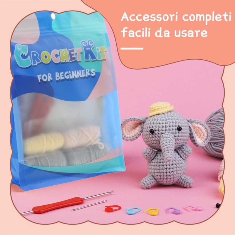 DIY Crochet Craft Set Animal Crochet Kits Including Crochet Hook, Yarns, Needle