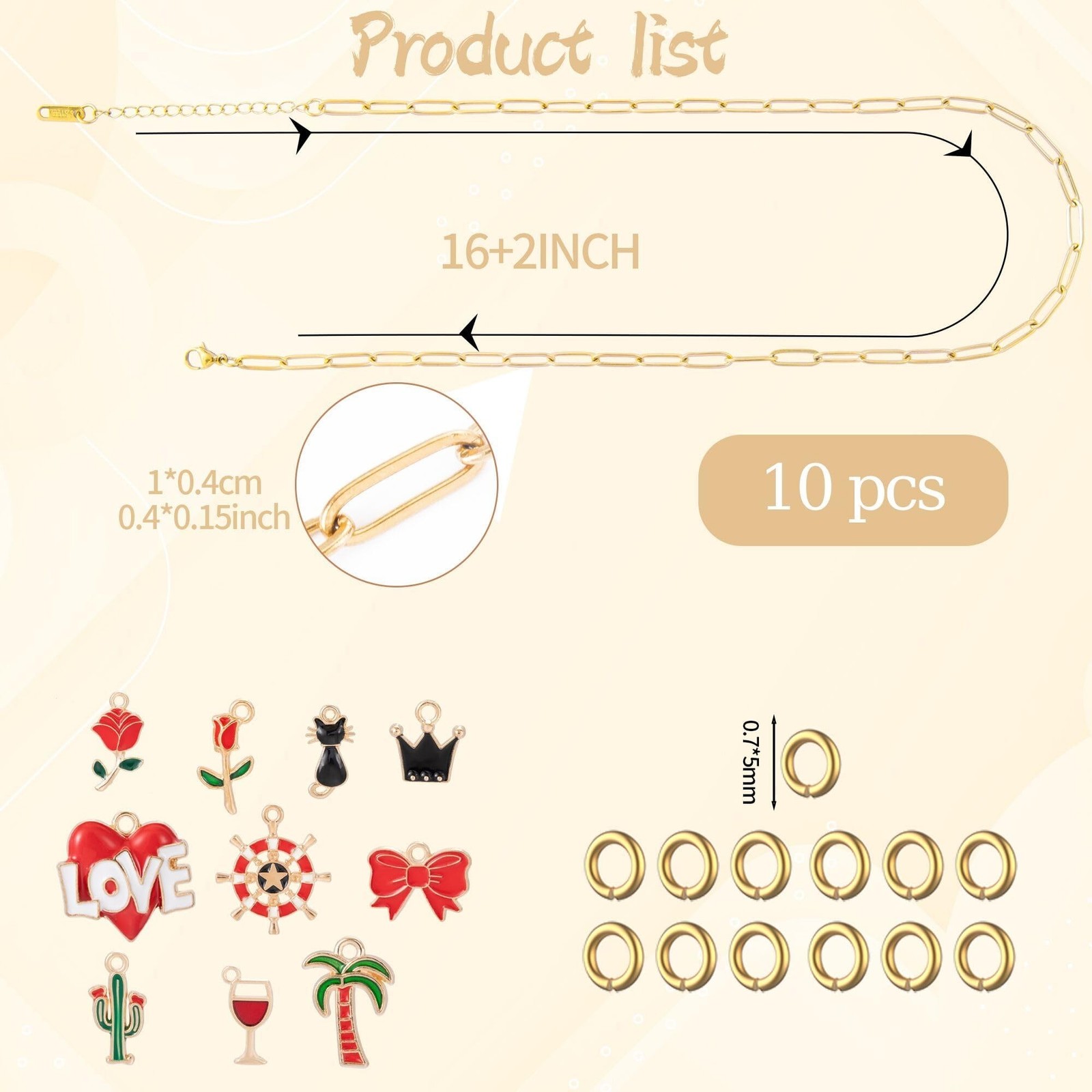 10PCS 4mm 18K Gold Plated 16Inch Paperclip Chain Necklace for Women with 10PC…