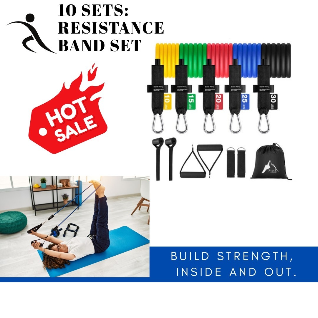 10 Sets: Premium Resistance Bands set – Full Body Workout Kit, Wholesale price