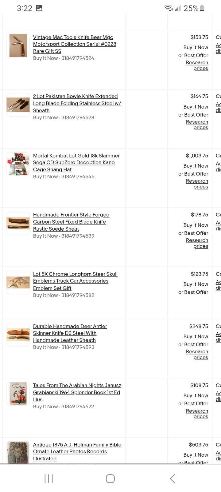 eBay Store Inventory 2296 Vintage Knives Video Games Coins Token Books $100k+