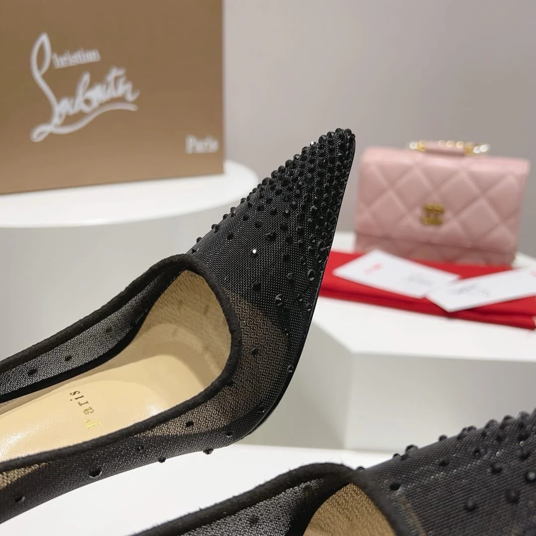 Follies Strass 100 mm Pumps – Mesh and strass – Black