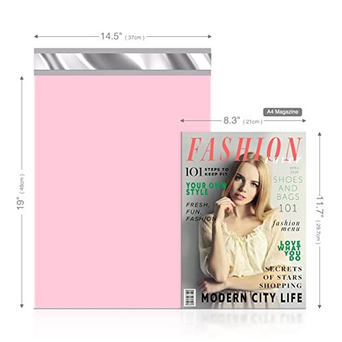 50 Pack Poly Mailers 14.5×19 Shipping Bags Self Seal Waterproof Light Pink