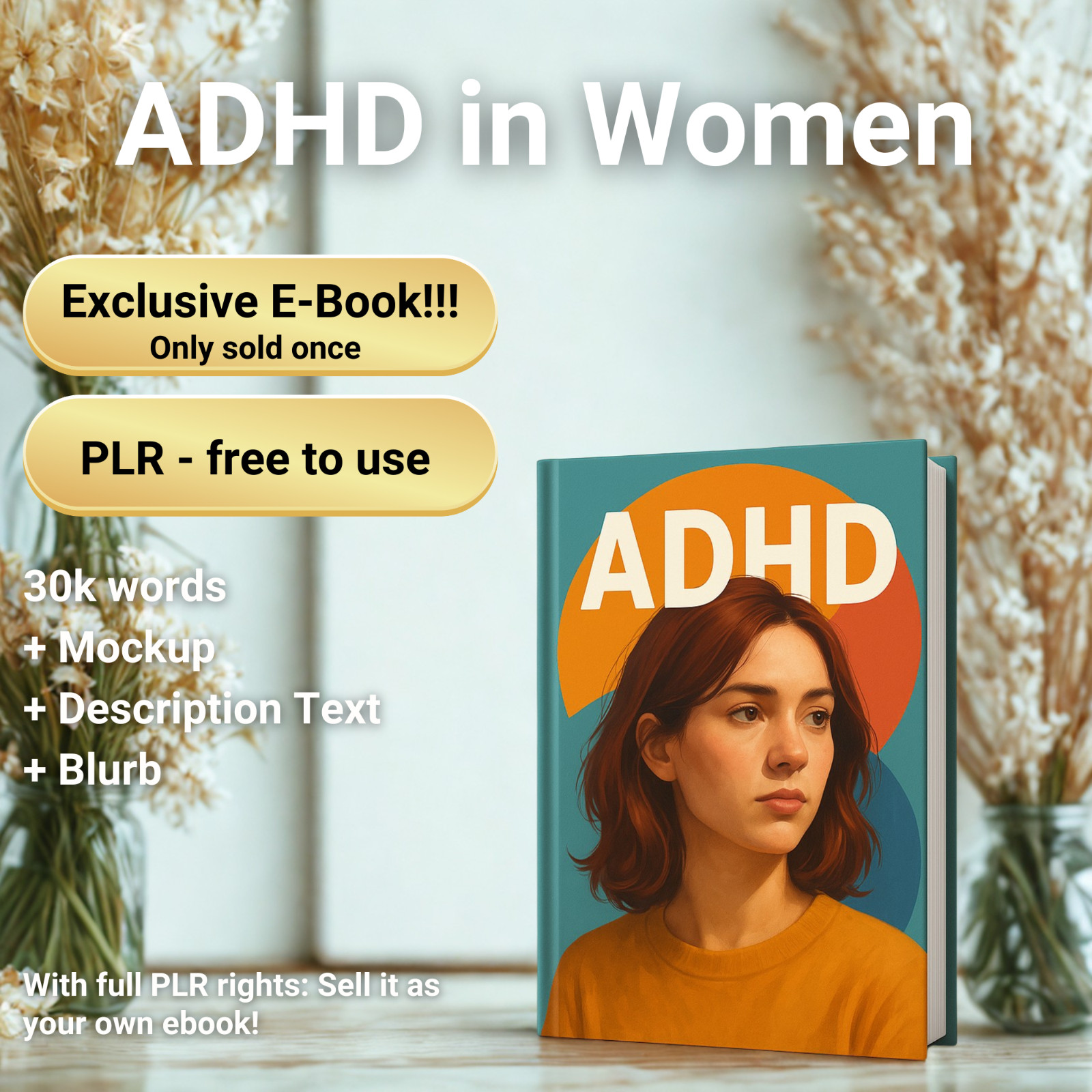 ADHD in Women 30k words Exclusive PLR e-book – sold only once