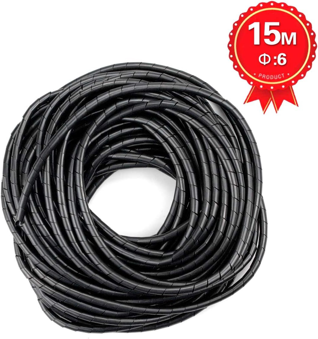 50Ft 1/4″ Spiral Cable Wrap 6Mm(Wrapping Range:4Mm-50Mm) Spiral Wire Wrap Cord