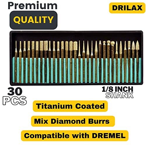 Diamond Drill Bit Burr Set Titanium Coated Bur Including 1mm 2mm 3mm Compatible