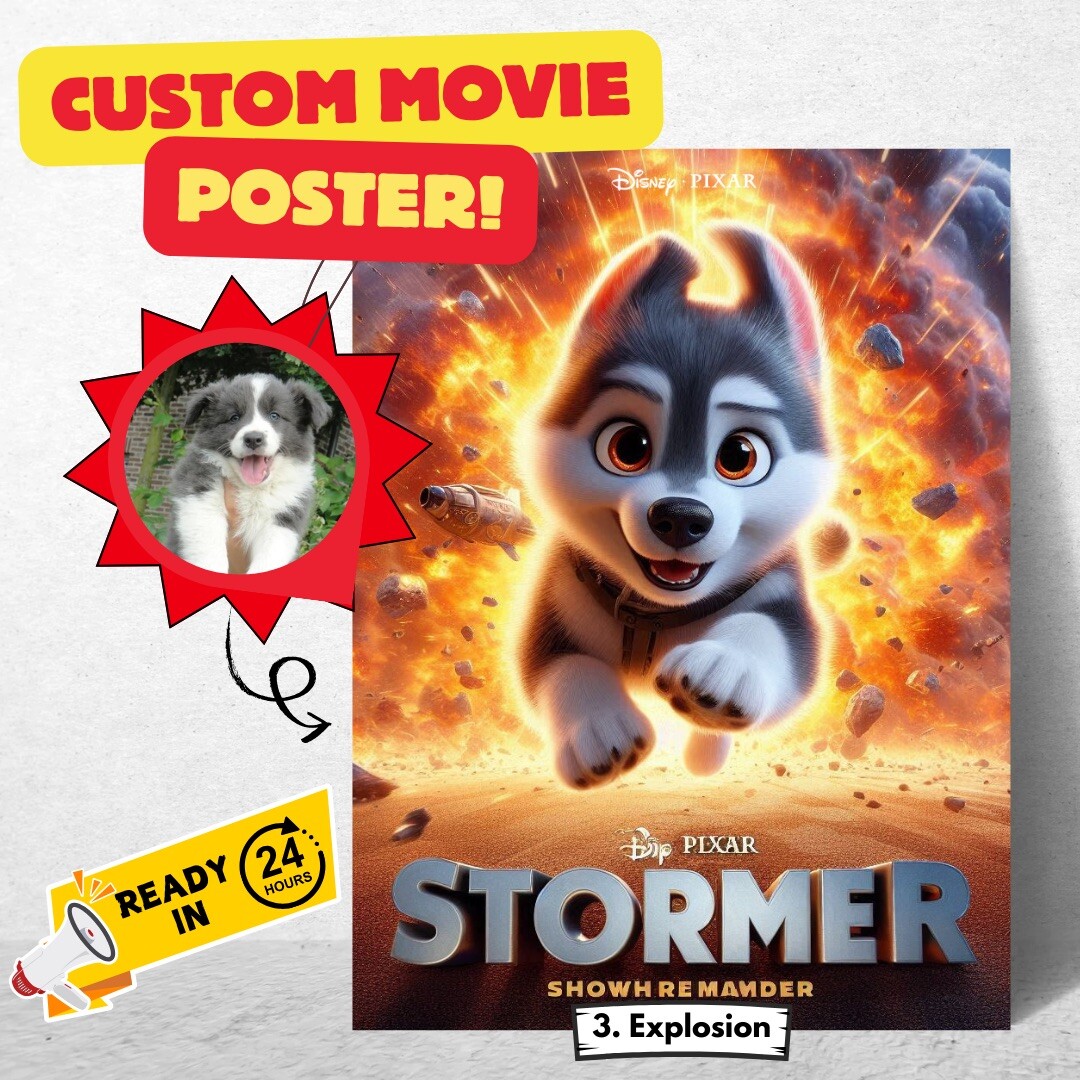 Custom Pixar Movie Poster- Personalized Digital Artwork