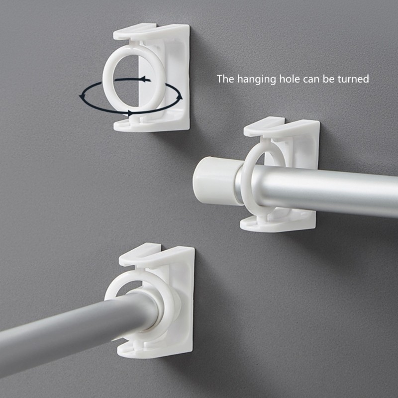 Transparent Adhesive Curtain Poles Brackets 2Pcs Towel Rod Fixing Holders Hook