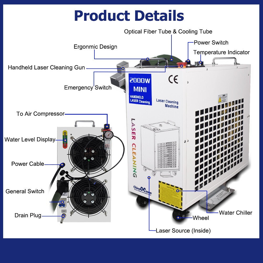 Handheld 1500W Fiber Laser Cleaning Machine Laser Remove Rust/Oil/Paint Cleaner