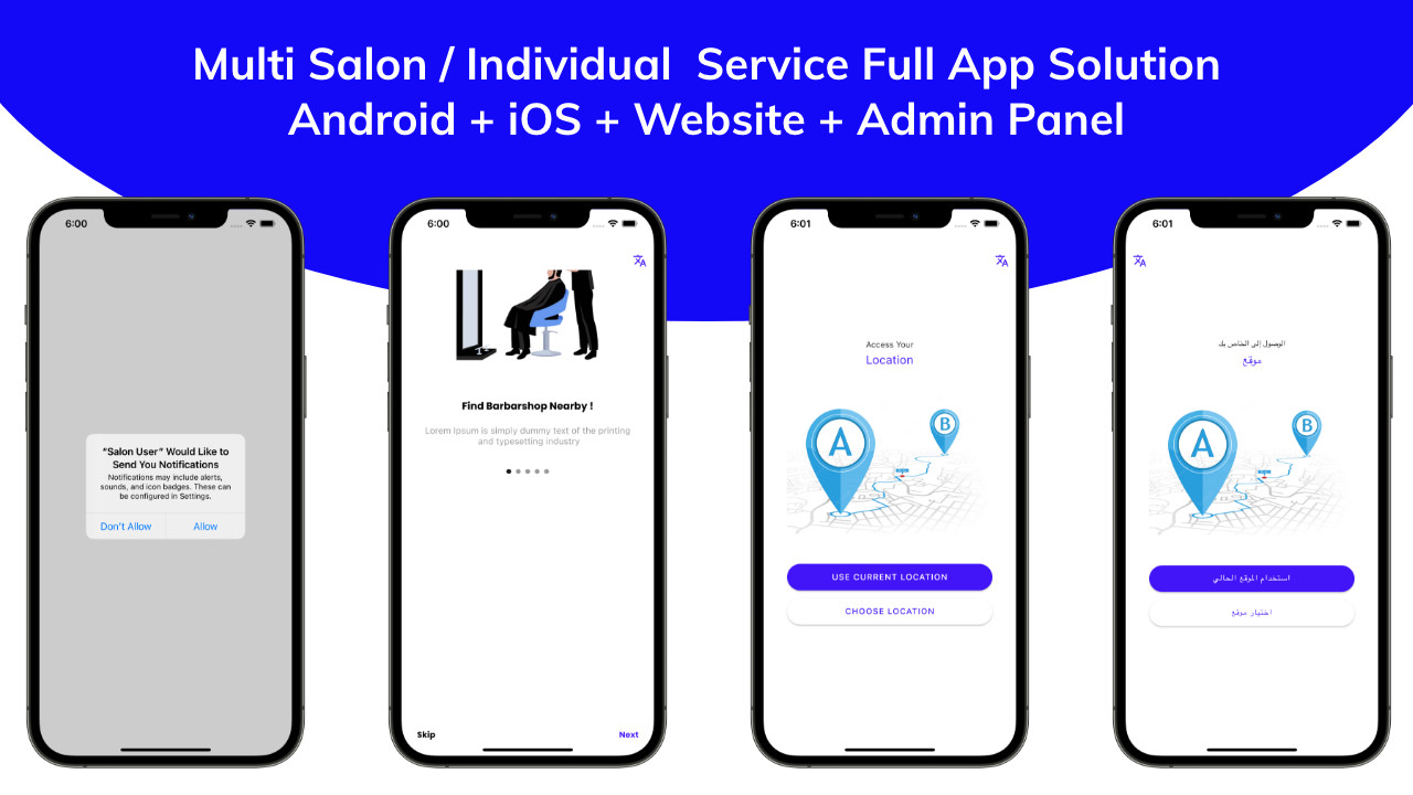 Multi Salon Booking Appointment Flutter App | Android + iOS | Laravel Backend