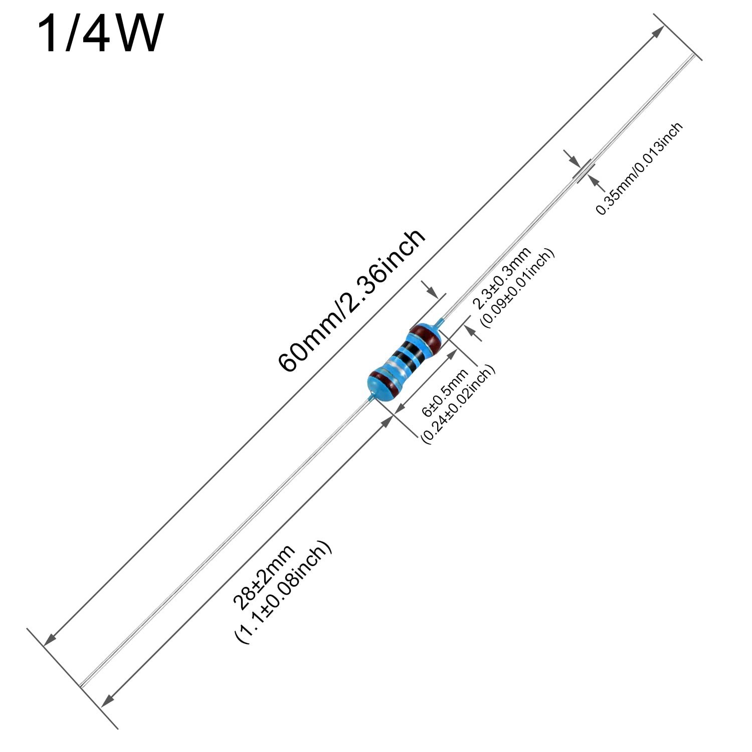 100pcs 390 ohm Resistor 1/4w (0.25 Watt) ±1% Tolerance Metal Film Fixed Res