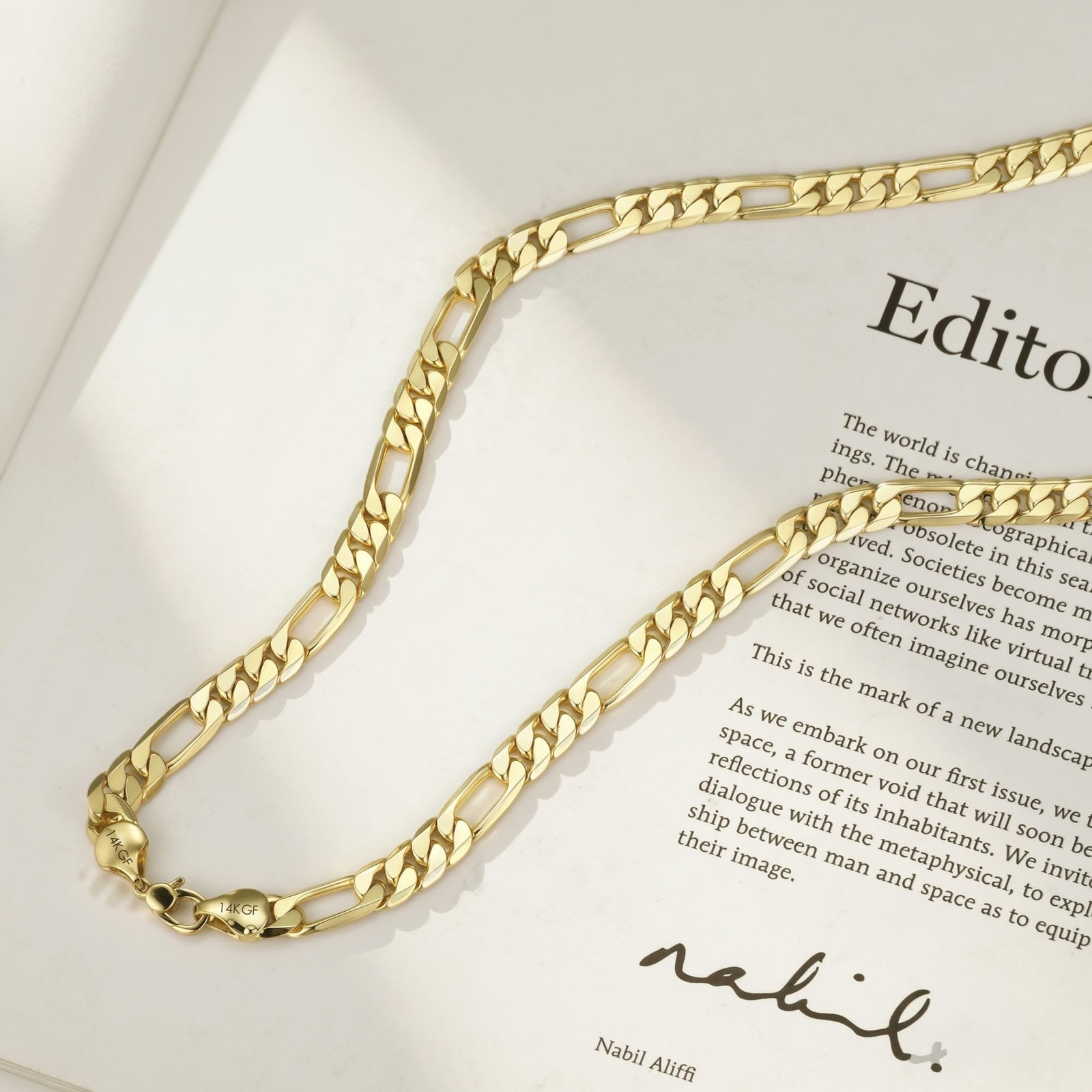 6mm Gold Figaro Link Chain Necklace for Men ＆ Women，14K Gold Chain