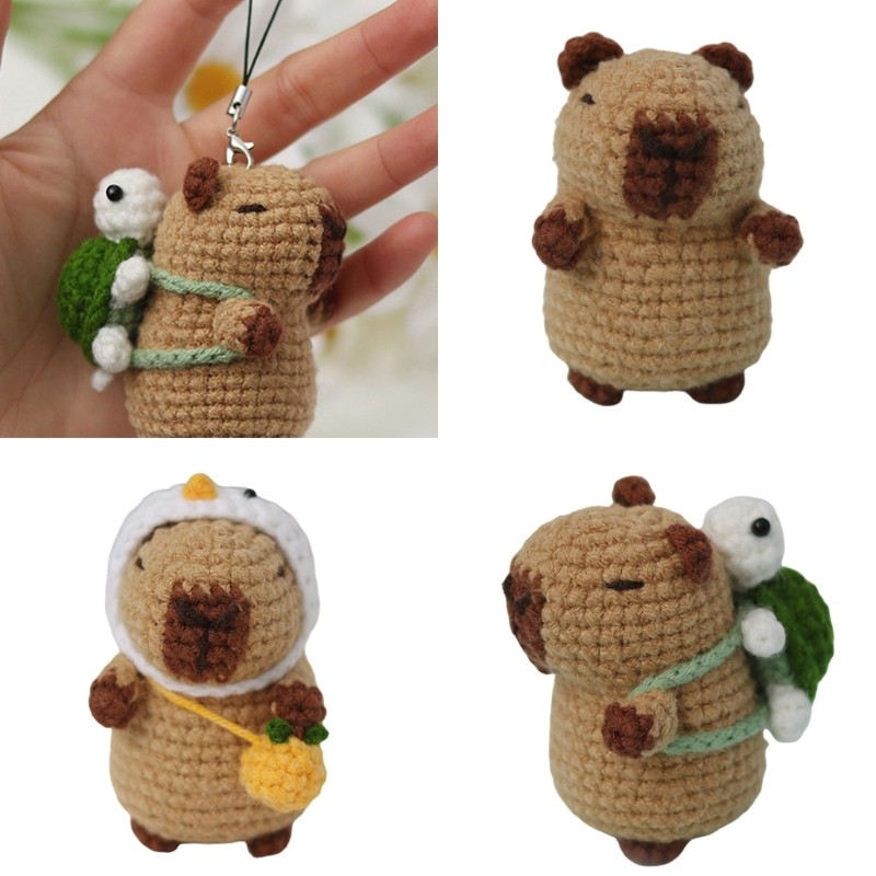 Crochet Keychain Set with Crochet Hook Yarns Step-by-Step Instruction for Adult