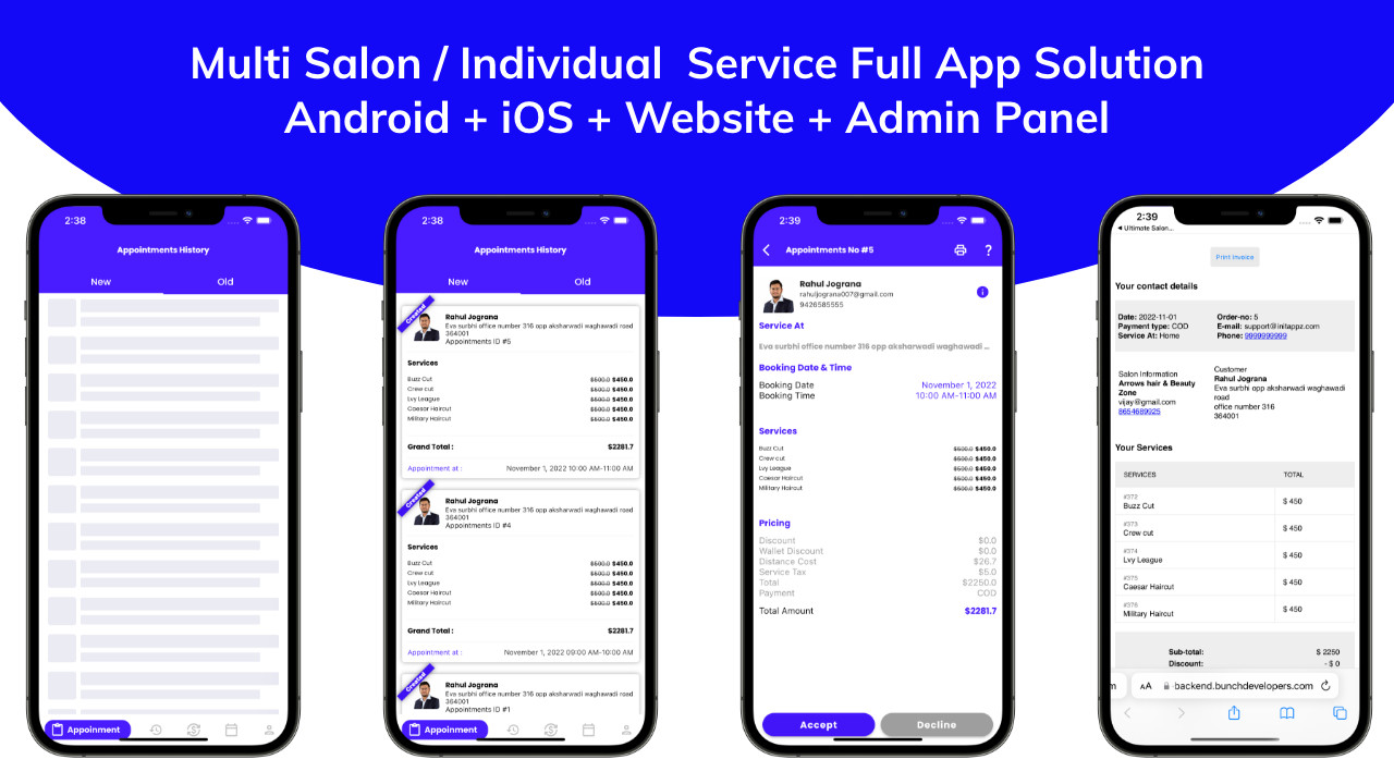 Multi Salon Booking Appointment Flutter App | Android + iOS | Laravel Backend