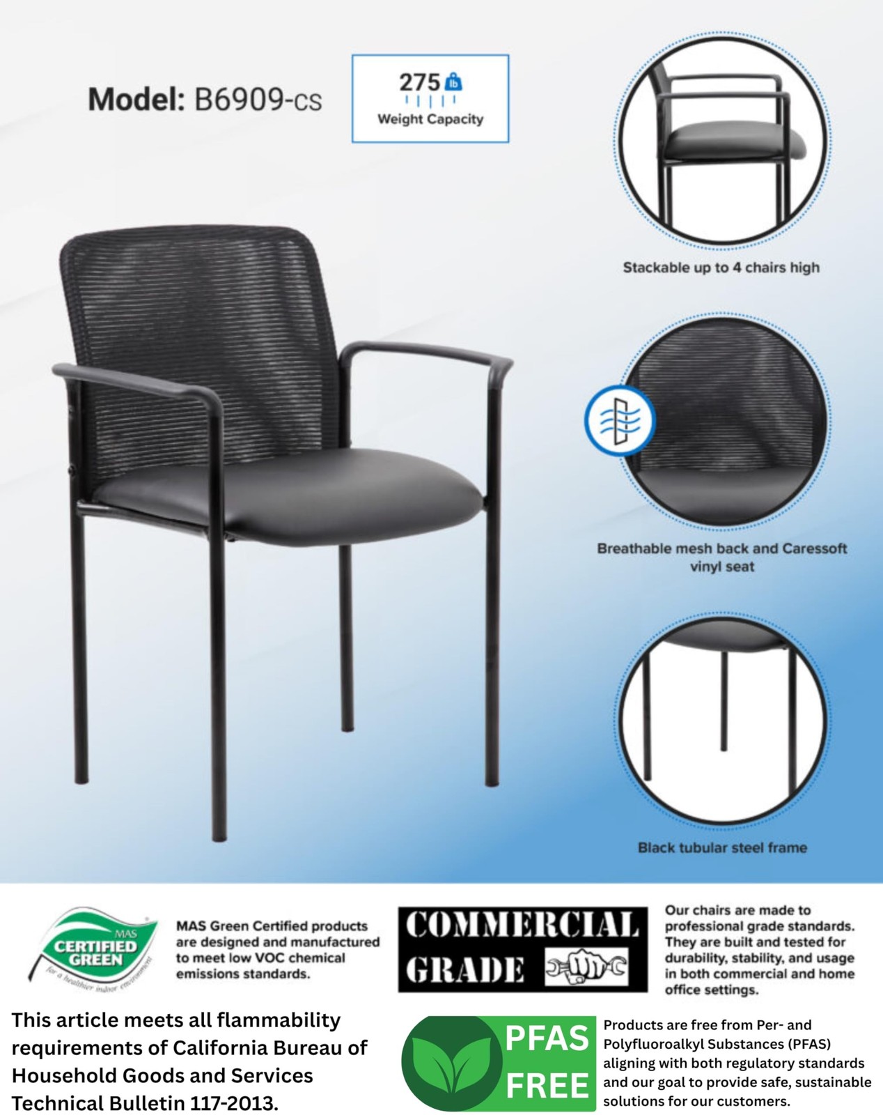 Boss Office Products Caressoft and Mesh Guest Chair in Black