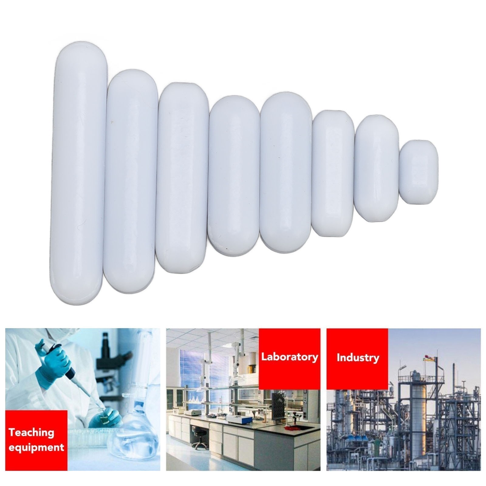 8Pcs Magnetic Stir Bar Set PTFE Stirring Rod Mixing Bars for Laboratory Stirrer