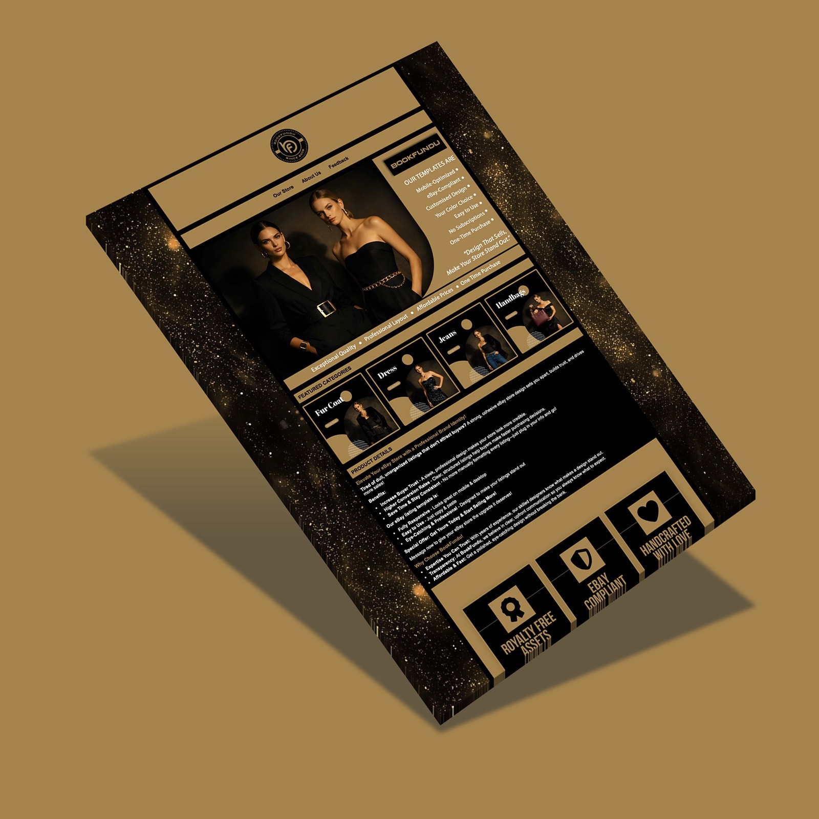 High-End Fashion eBay Template | Custom Storefront & Auction Template Layout