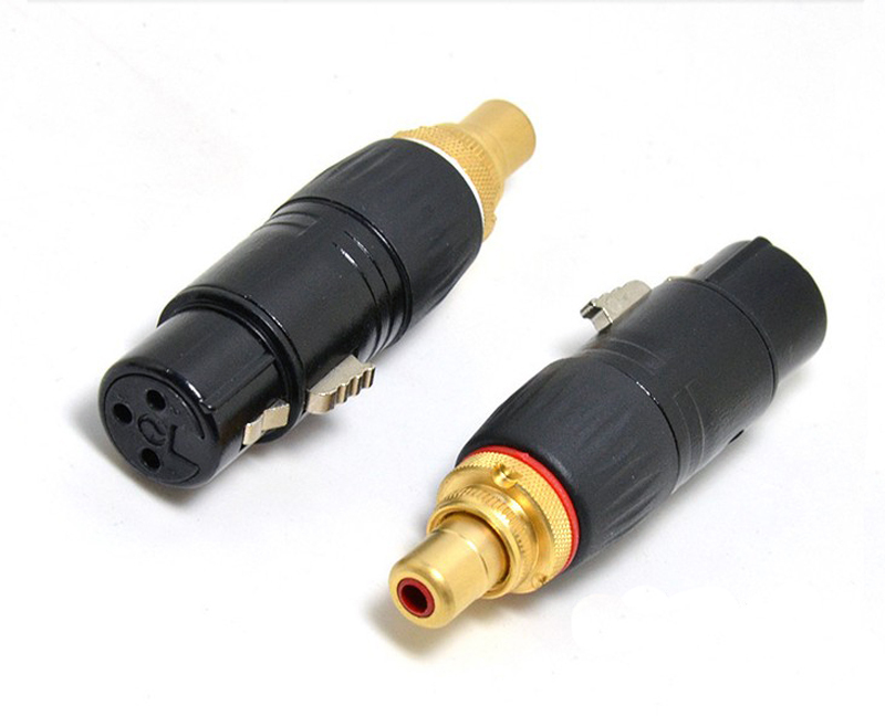 4Pcs XLR to RCA Female Socket Adapter Gold Balanced Cable Plug Phono #CG-55 GY