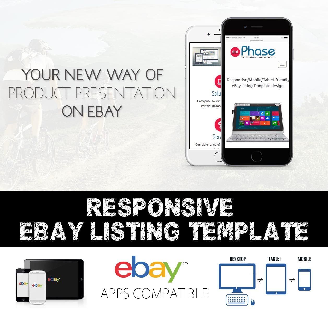 Responsive ebay HTML Listing Template design, auctiva, inkfrog, Listing Template