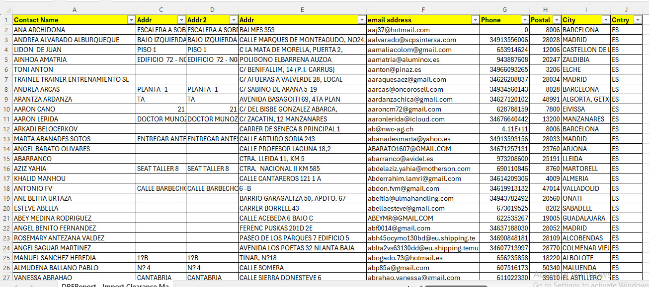 500K SPAIN Customers Email Database – B2C Contact leads list (Excel file)