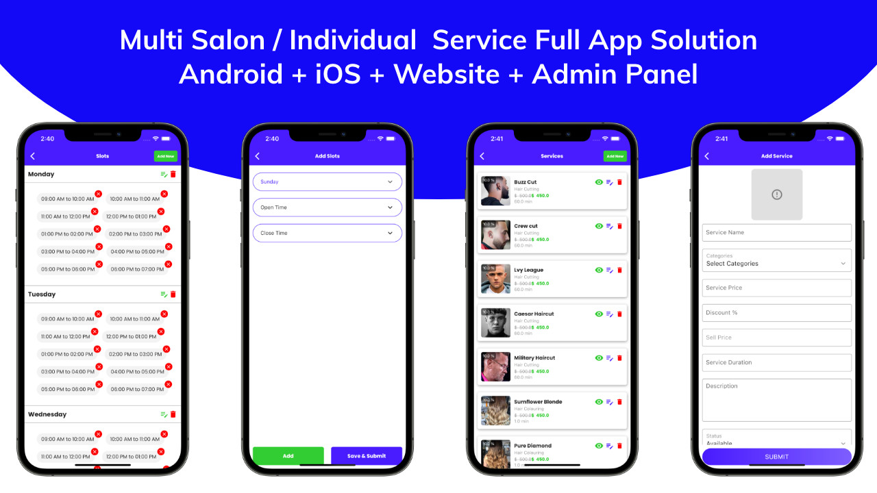 Multi Salon Booking Appointment Flutter App | Android + iOS | Laravel Backend