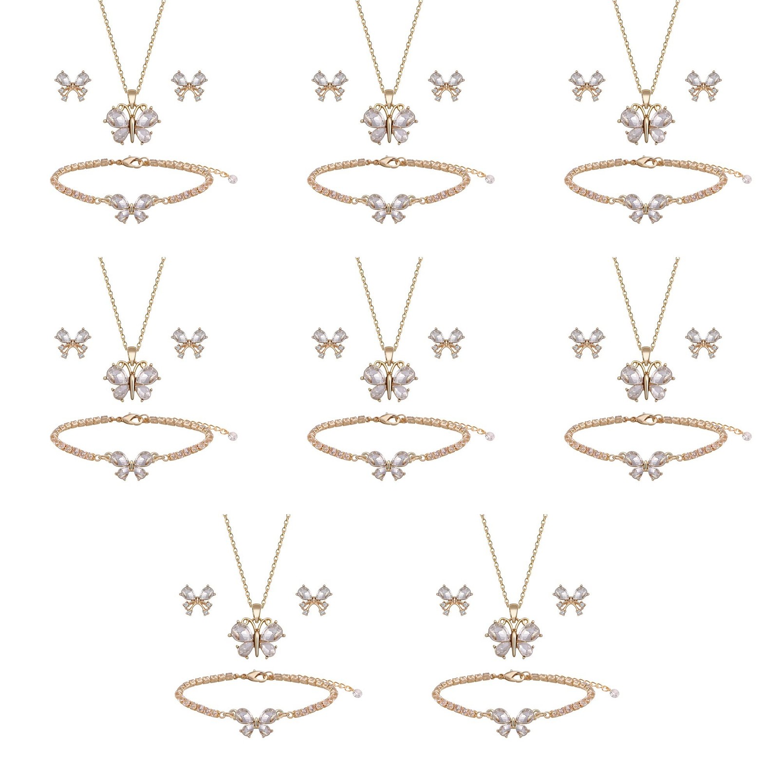 Bridesmaid Jewelry Set for Women 18K Gold & Silver & Rose Gold Plated Butterf…