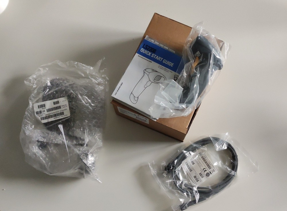 Zebra / Symbol LS2208 Barcode Scanner Set – NEW in Original Box with Stand & USB