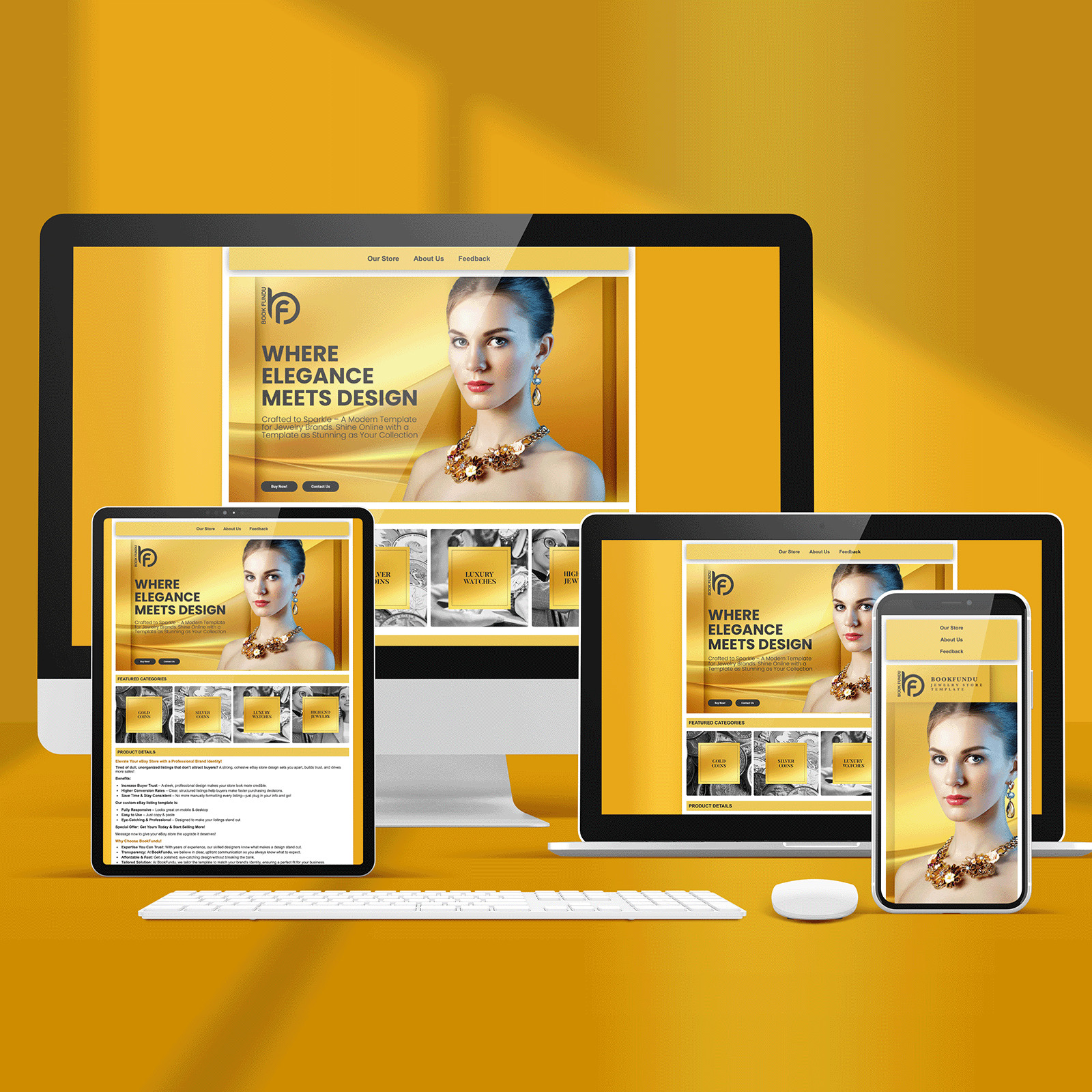 Gold Theme eBay Template & Store Design | Elegant & Professional Look – 2025