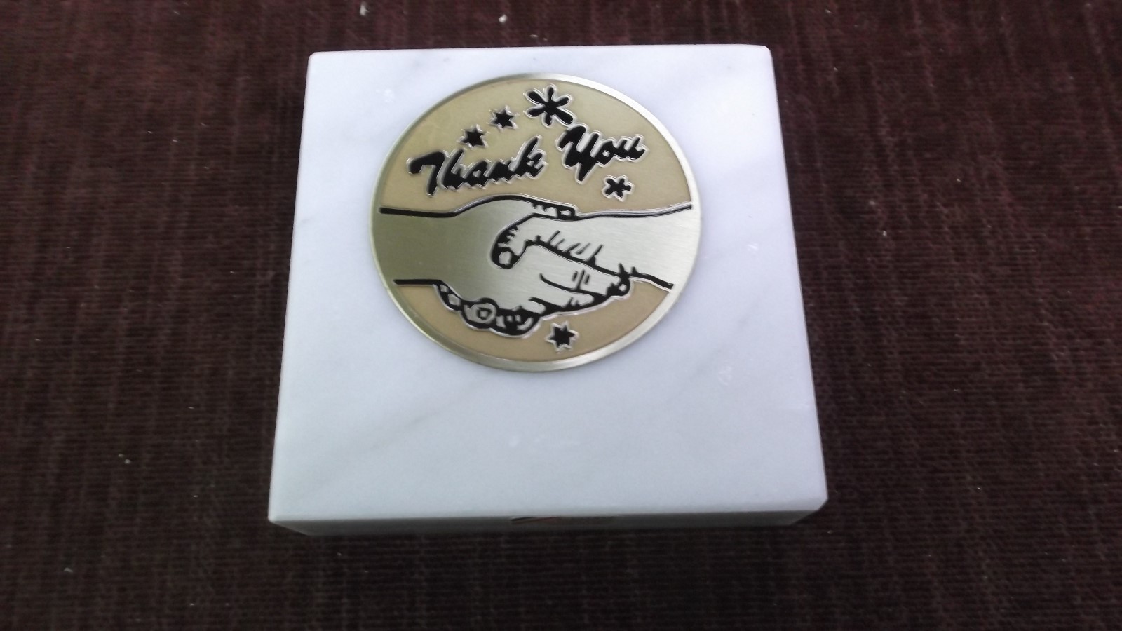 thank you paperweight marble award metal insert personalized