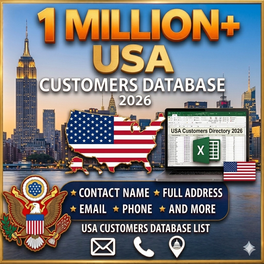 1 Million USA Customers Email Database – B2C Contact leads (Digital Download)