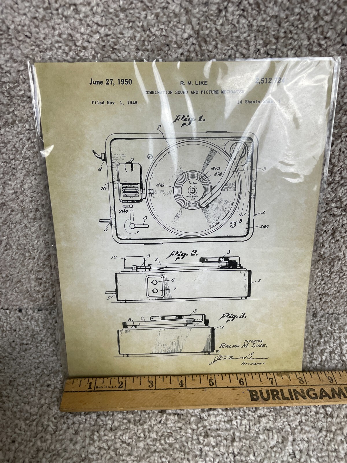 Ralph M Like Combination Sound & Picture Mechanism 14 Sheets Patent Art Prints