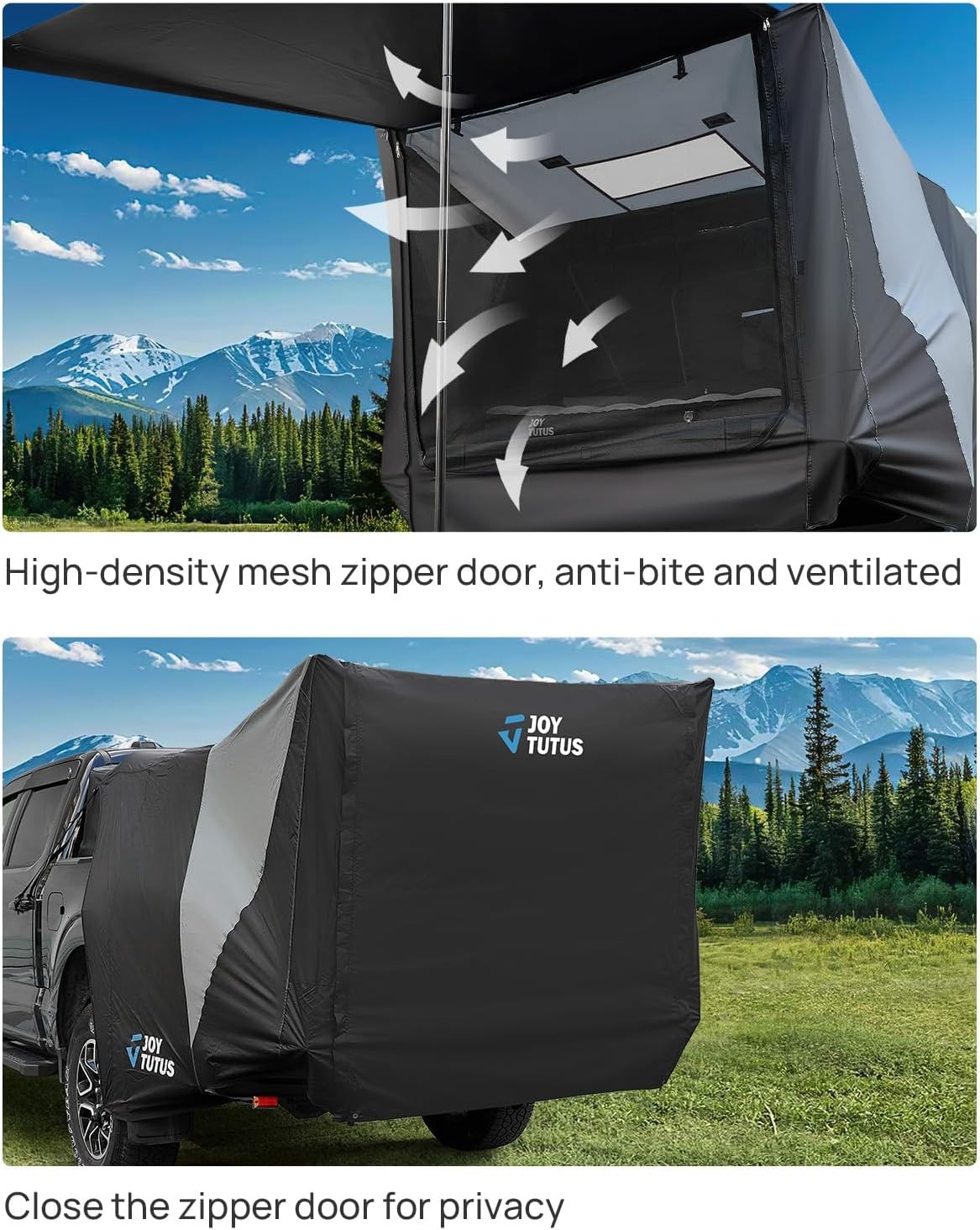 Truck Bed Tent with Awning Full-Size Soft Topper JOYTUTUS