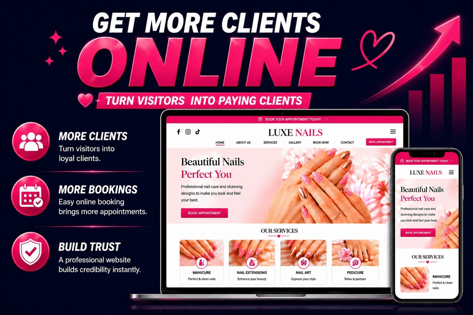 Website for Sale Beauty Salon Nail Website Ready Made Editable Design