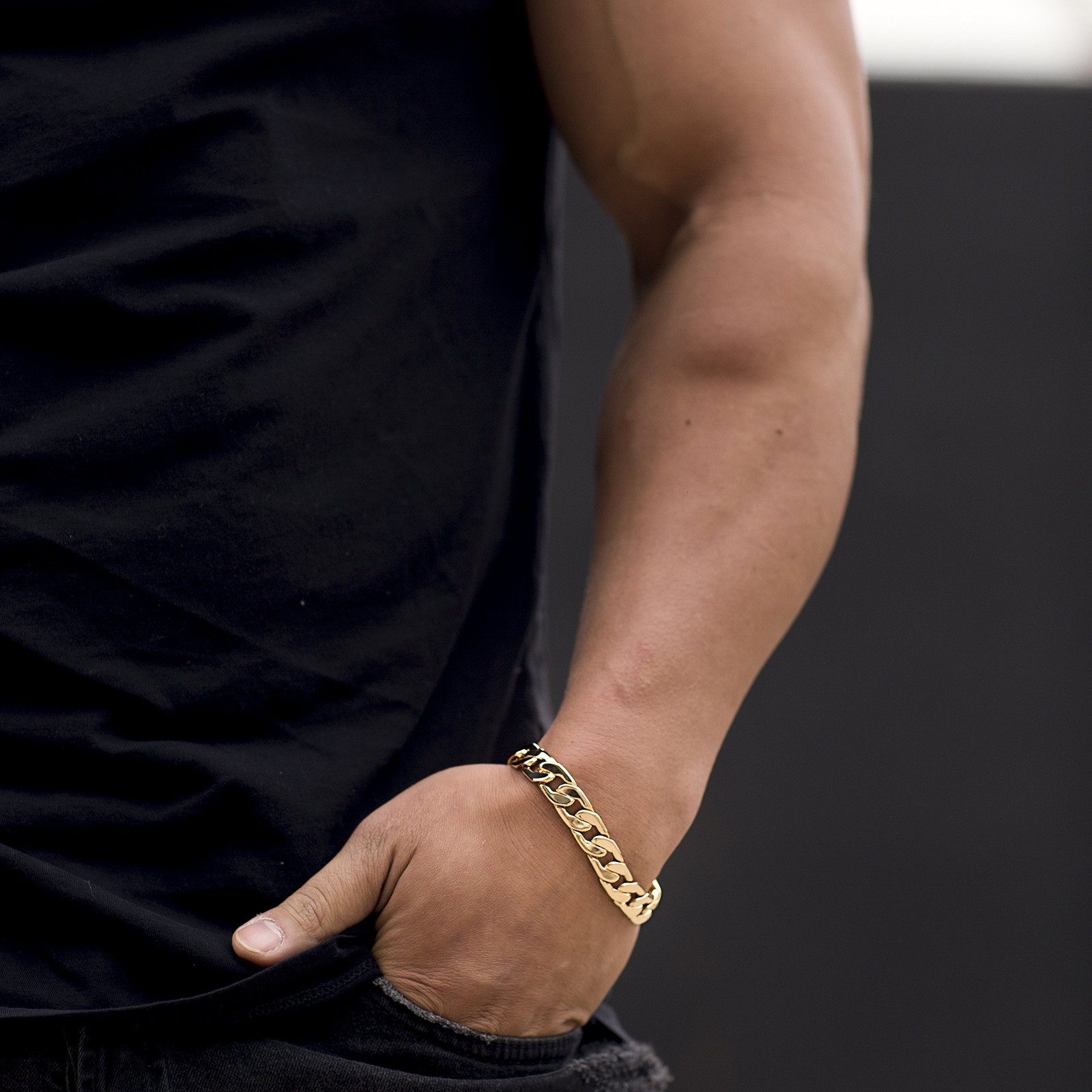 LIFETIME JEWELRY 11.5mm Flat Cuban Link Chain Bracelet for Men & Women 24k Go…