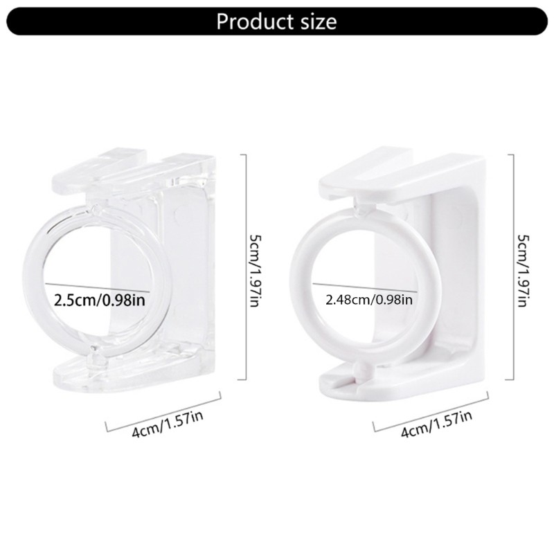 Transparent Adhesive Curtain Poles Brackets 2Pcs Towel Rod Fixing Holders Hook
