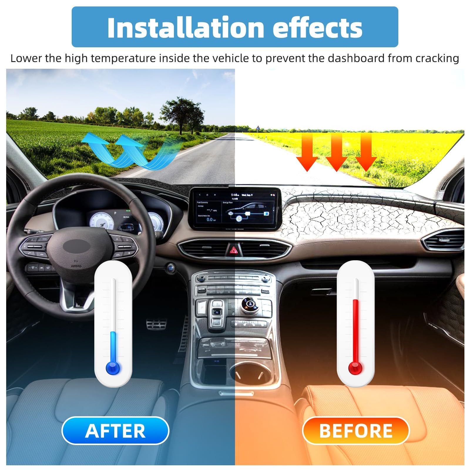 Dash Cover Mat Compatible with Hyundai Santa Fe 2019-2023 Non-Slip Dashboard …