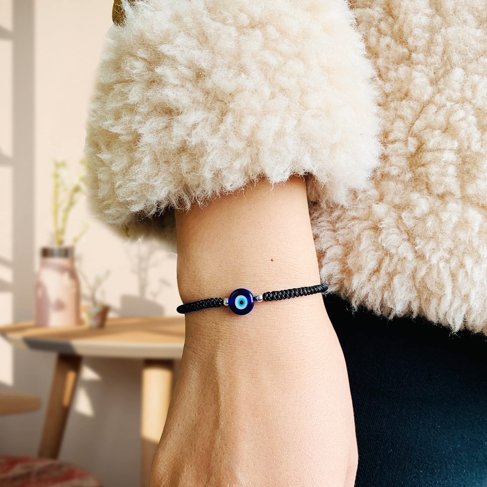 SUMMER LOVE Pack Of 2 Handmade String Red Evil Eye Bracelets Blue Evil Eye Je…