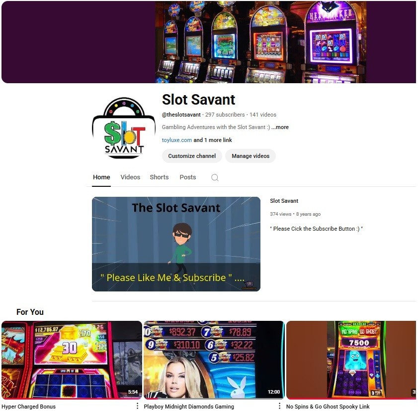 Slot Savant Fun Gaming Channel Domain Name SlotSavant.com Media Presence Content