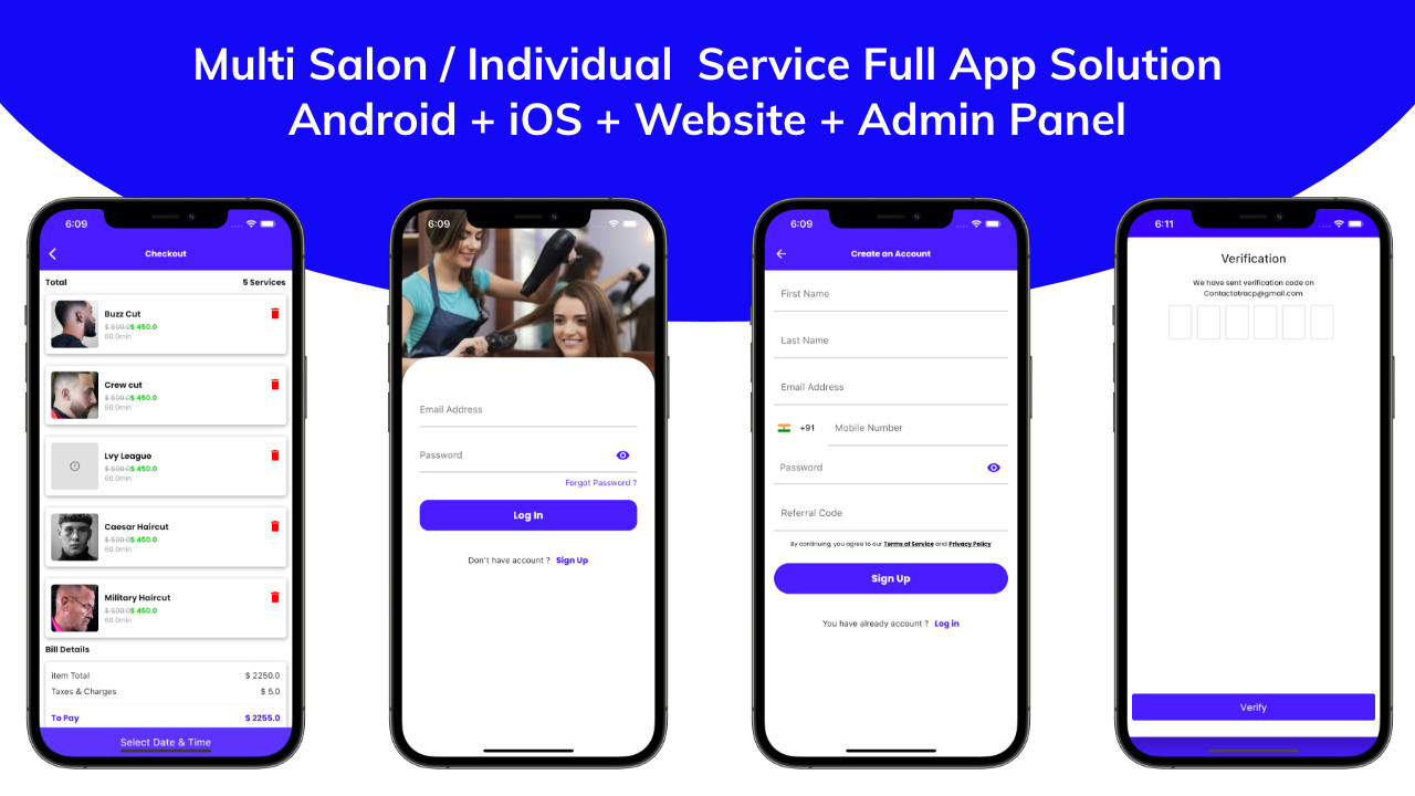 Multi Salon Booking Appointment Flutter App | Android + iOS | Laravel Backend