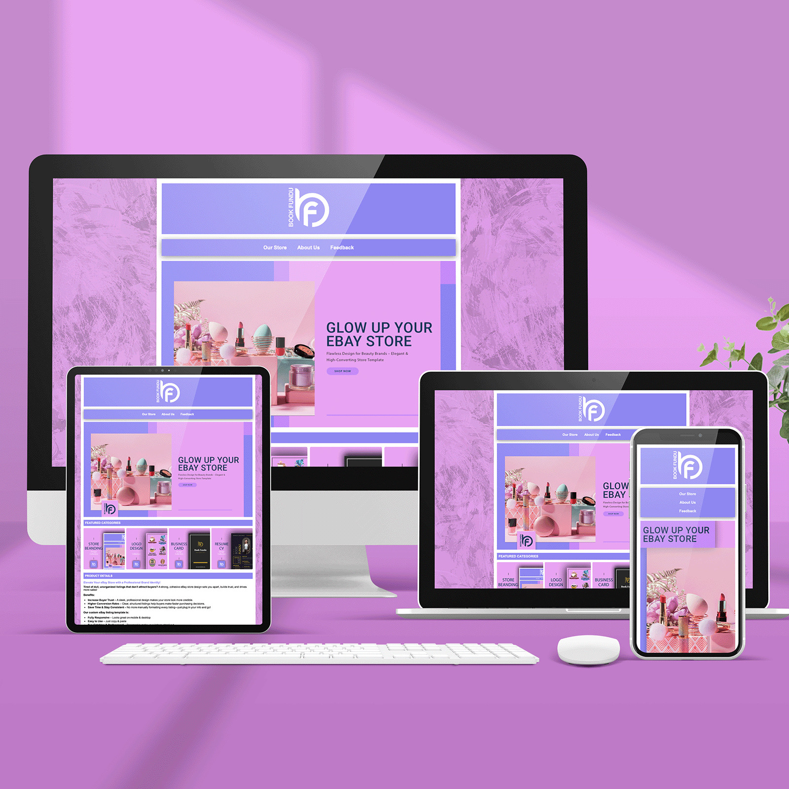 Luxury Beauty eBay Store Template | Designed for High-End Cosmetics & Skincare