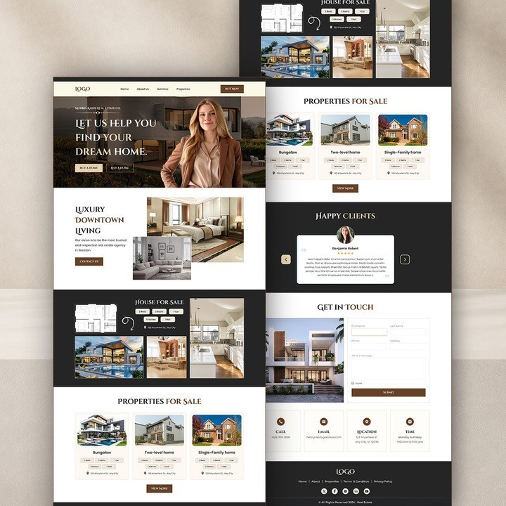 Real Estate Canva Website Template | Business Theme | Professional Design
