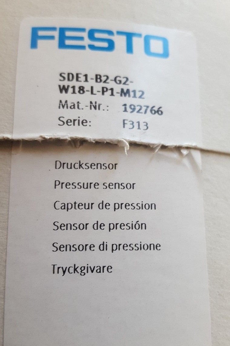 FESTO 192766 SDE1-B2-G2-W18-L-P1-M12 PRESSURE SENSOR (BR2.4B7)