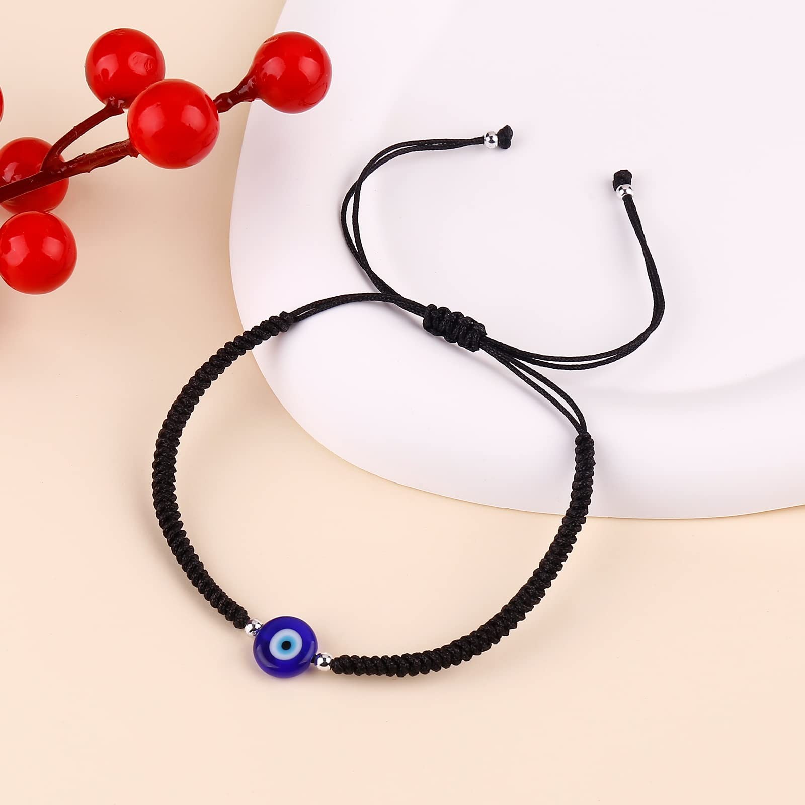 SUMMER LOVE Pack Of 2 Handmade String Red Evil Eye Bracelets Blue Evil Eye Je…