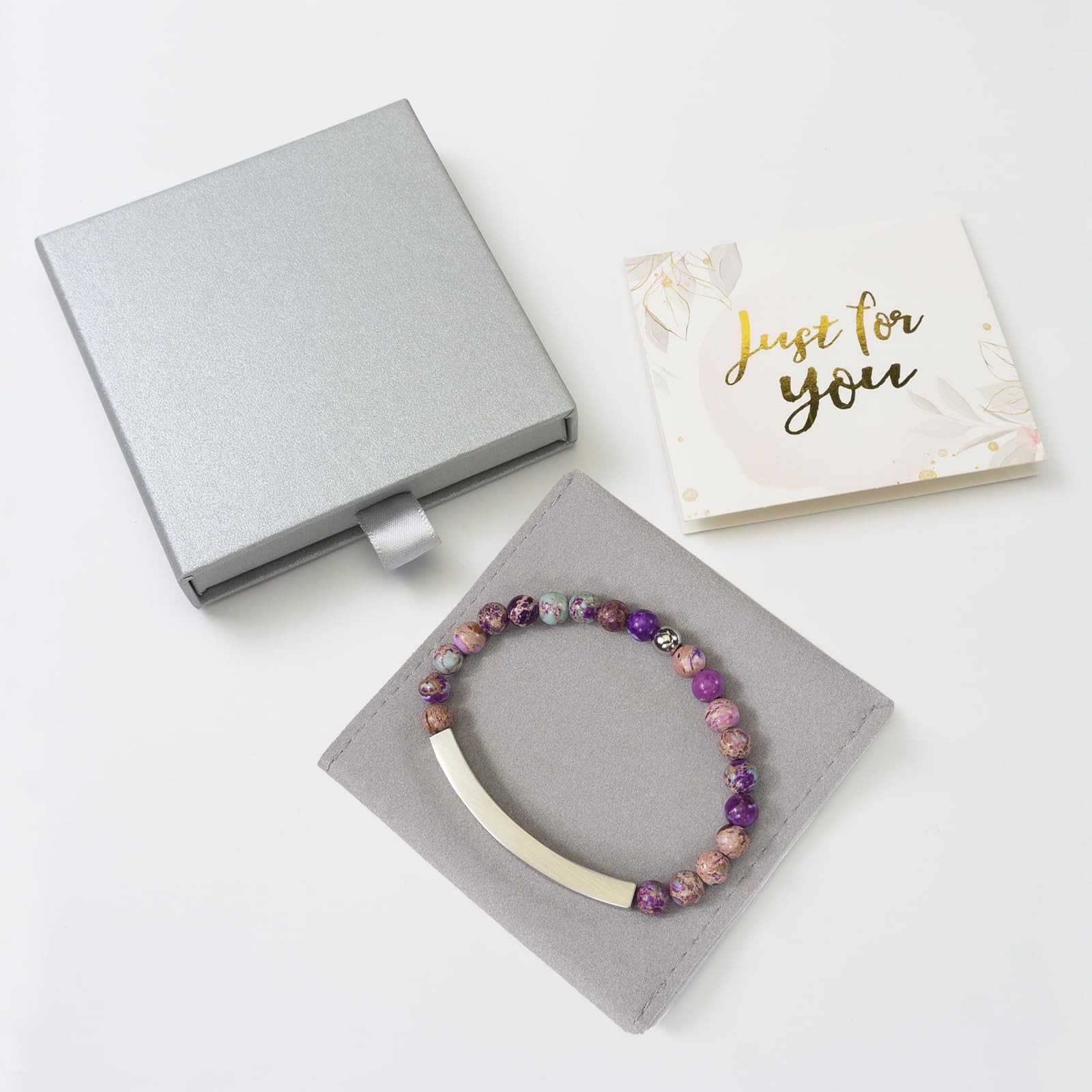 Imperial Jasper Christian Bracelet for Women, 18K Gold Plated Bible Verse Jew…