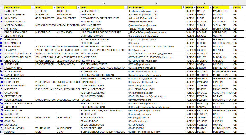 1 MILLION UK Customers Email Database – B2C Contact leads (Excel file)