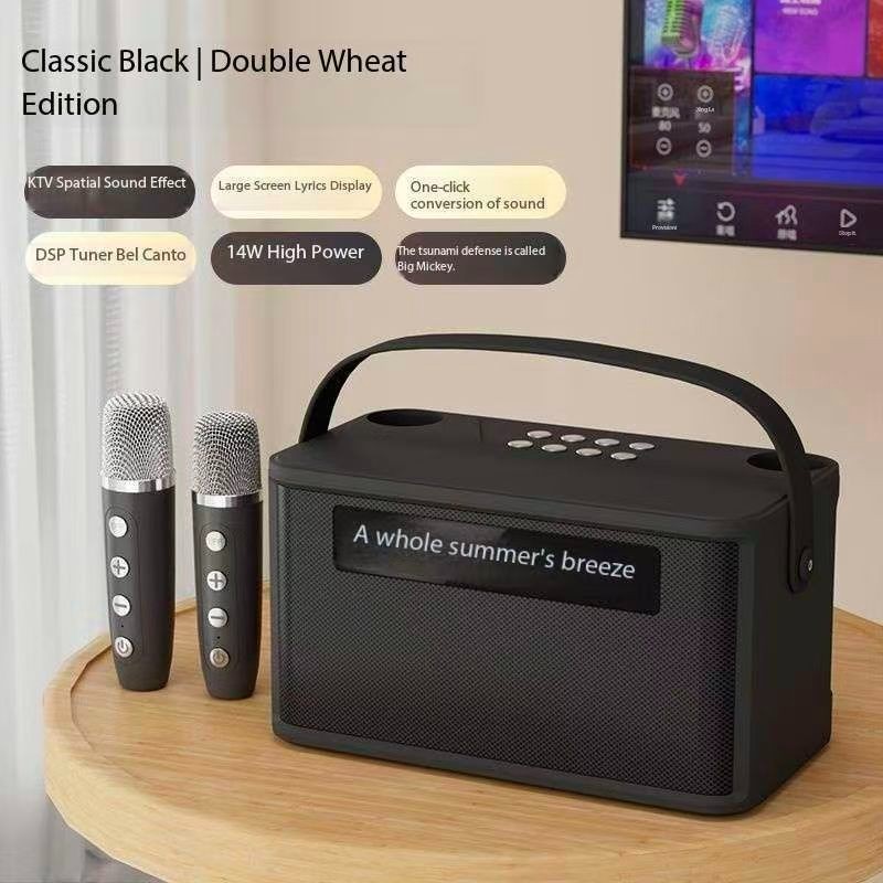 Display lyrics karaoke microphone speaker integrated home Bluetooth speaker