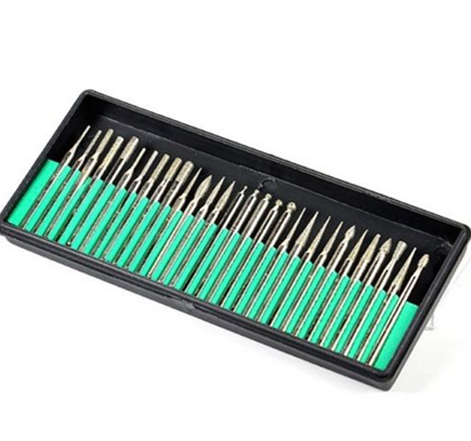 30pcs 2.35mm Shank Diamond Coated Bur Set Dremel Tools Rotary Drill Bit #B8W GY