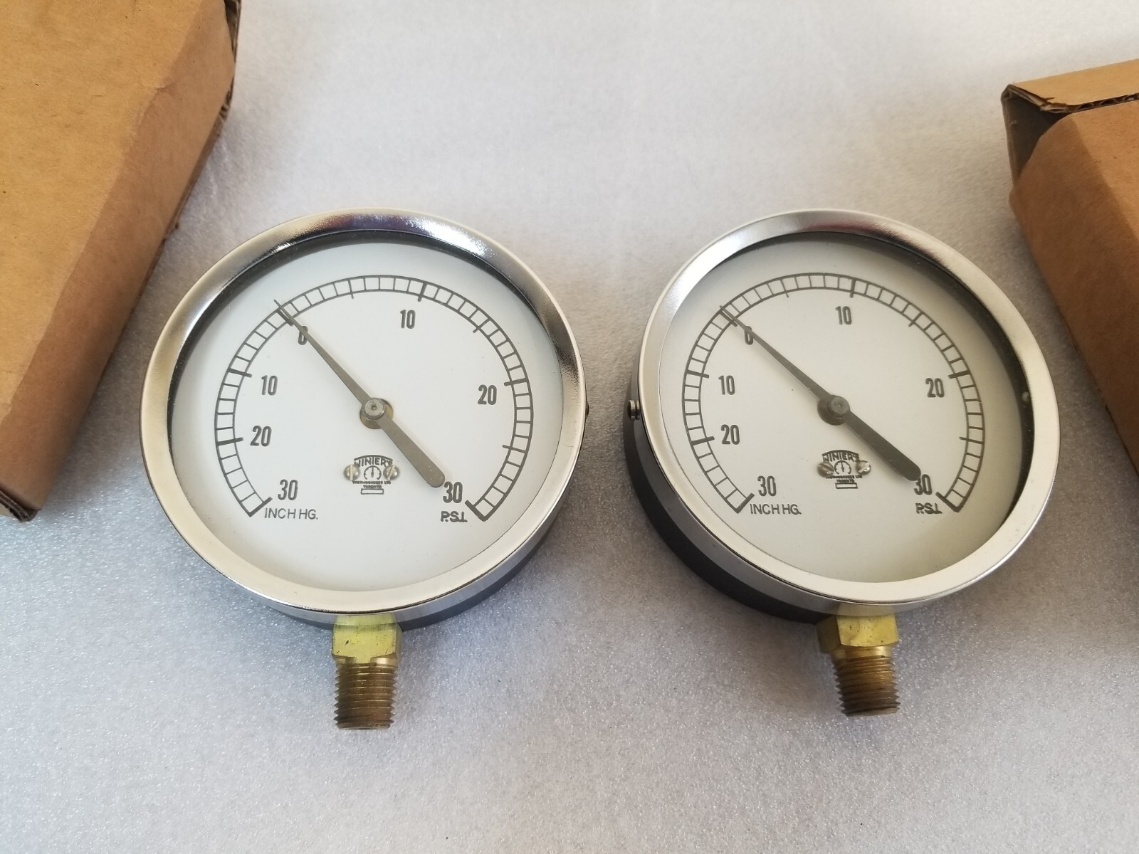 2x NEW Winters Pressure Gauge 4″ 60 psi Stainless 1/4″ brass